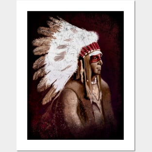 Powerful Native American Warrior Art | Tribal-Inspired Illustration Posters and Art